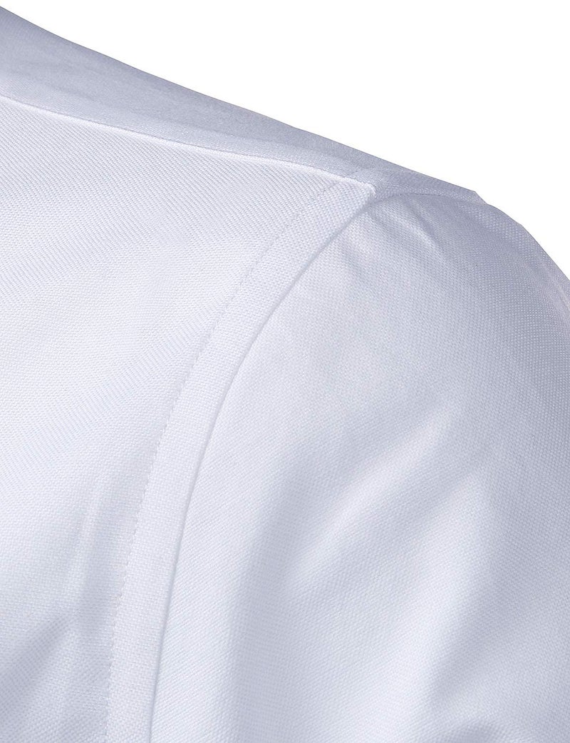 ZEROYAA Men's Hipster Casual Slim Fit Long Sleeve Button Down Oxford Shirts with Chest Pocket Z111 White Large - Image 5